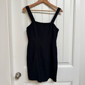 Club Monaco Black Linen Blend Square Neck Sleeveless Mini Dress. Size 2